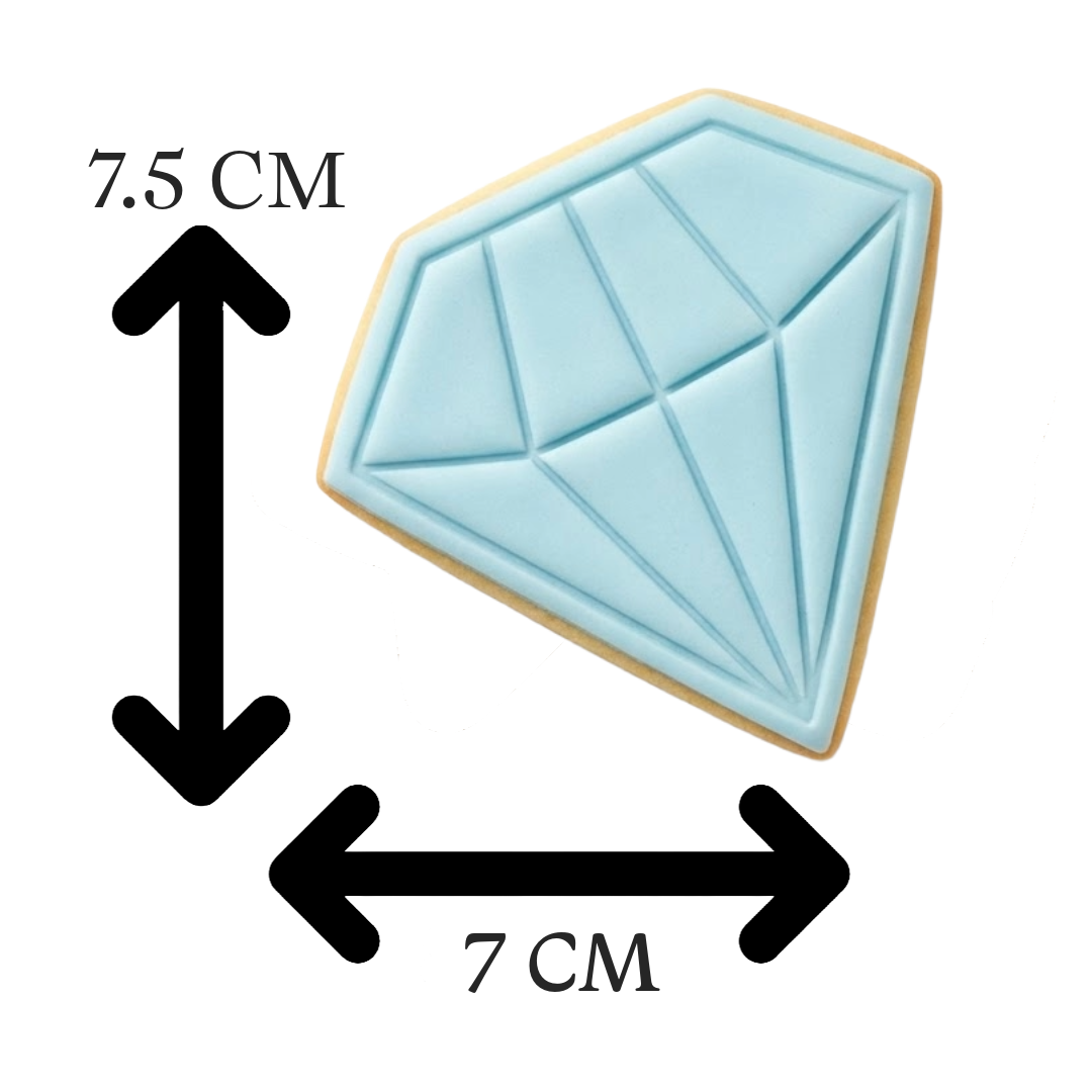 Diamond Gemstone Cookie Cutter and Embosser Stamp | Engagement Ring, Bridal Shower, Jewel Shape