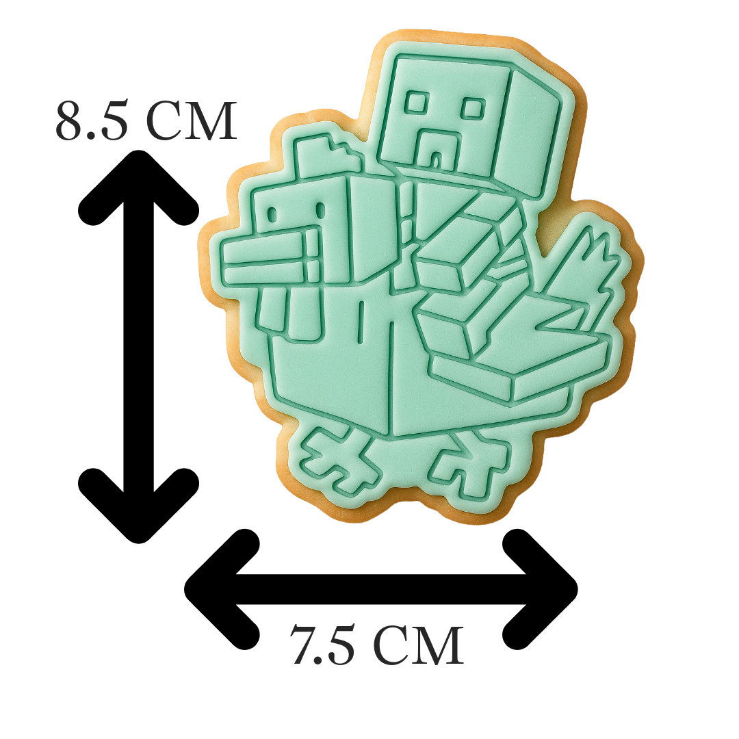 Minecraft Chicken Jockey Cookie Cutter and Embosser Stamp Set | Blocky Video Game