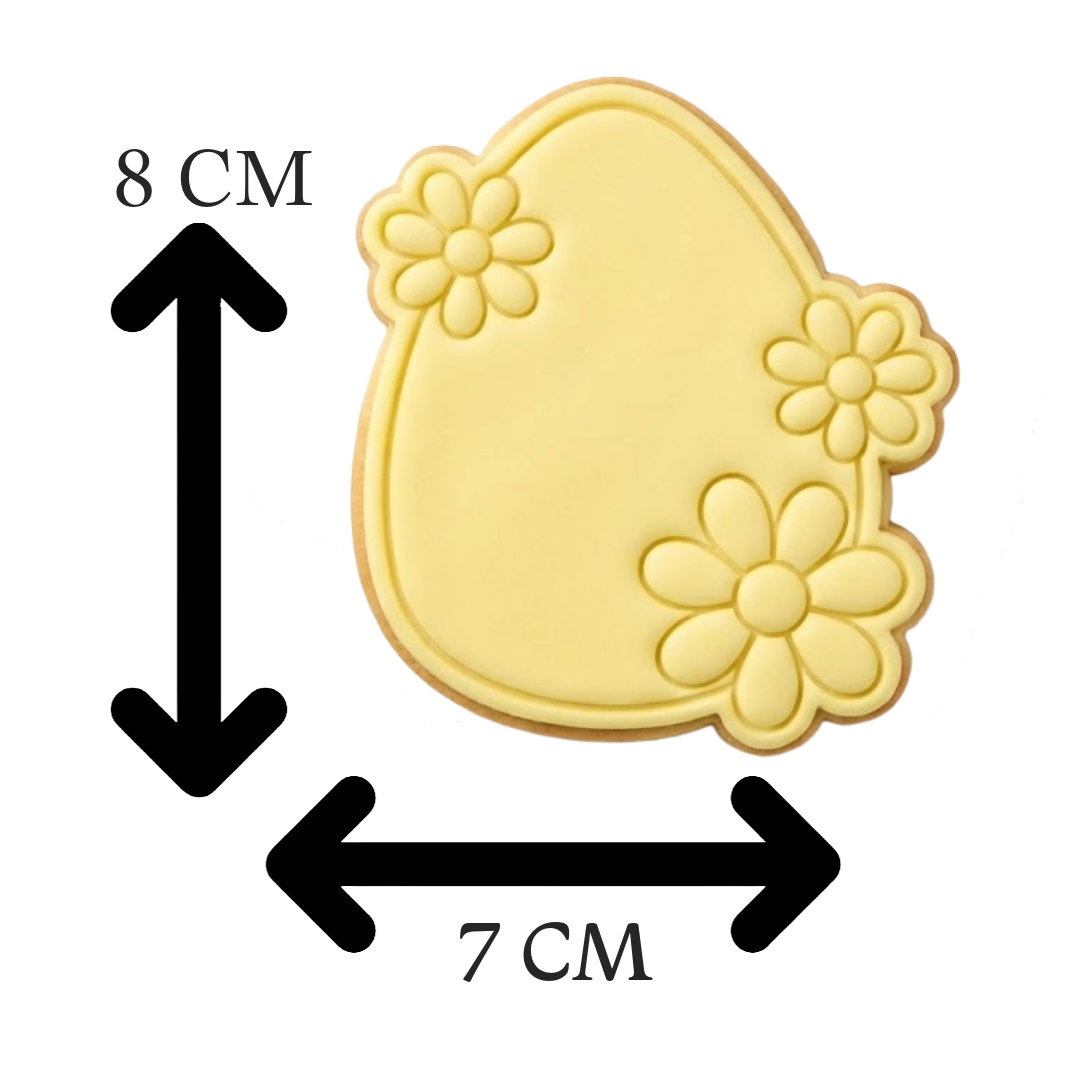 Floral Easter Egg Cookie Cutter and Embosser Stamp | Spring Flower Border, Daisy, DIY Name Plaque