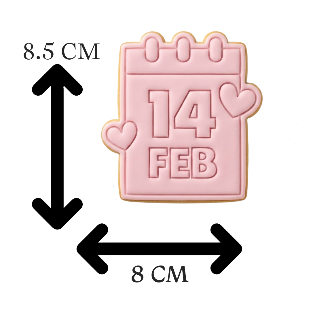 14 Feb Calendar Cookie Cutter and Embosser Stamp | Valentine's Day, Save the Date, February 14th