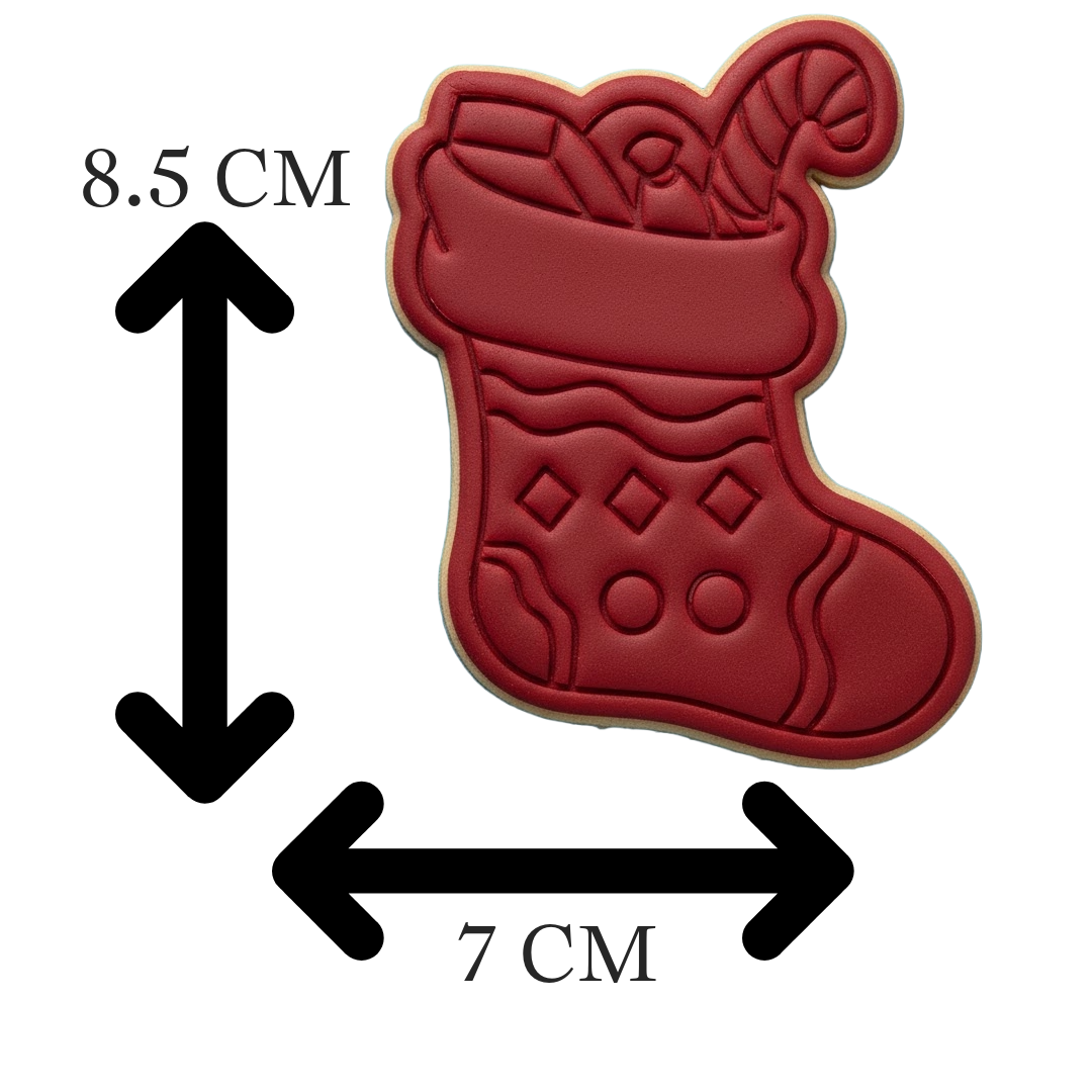 Christmas Stocking Cookie Cutter and Embosser Set | Stuffed Stocking Santa Gift Baking