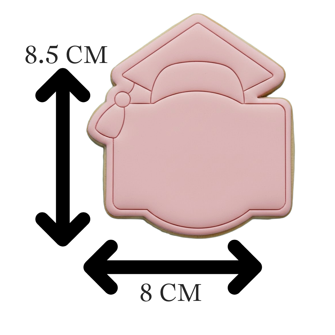 Graduation Cap Plaque Cookie Cutter and Embosser Stamp Set | Custom, Grad Party