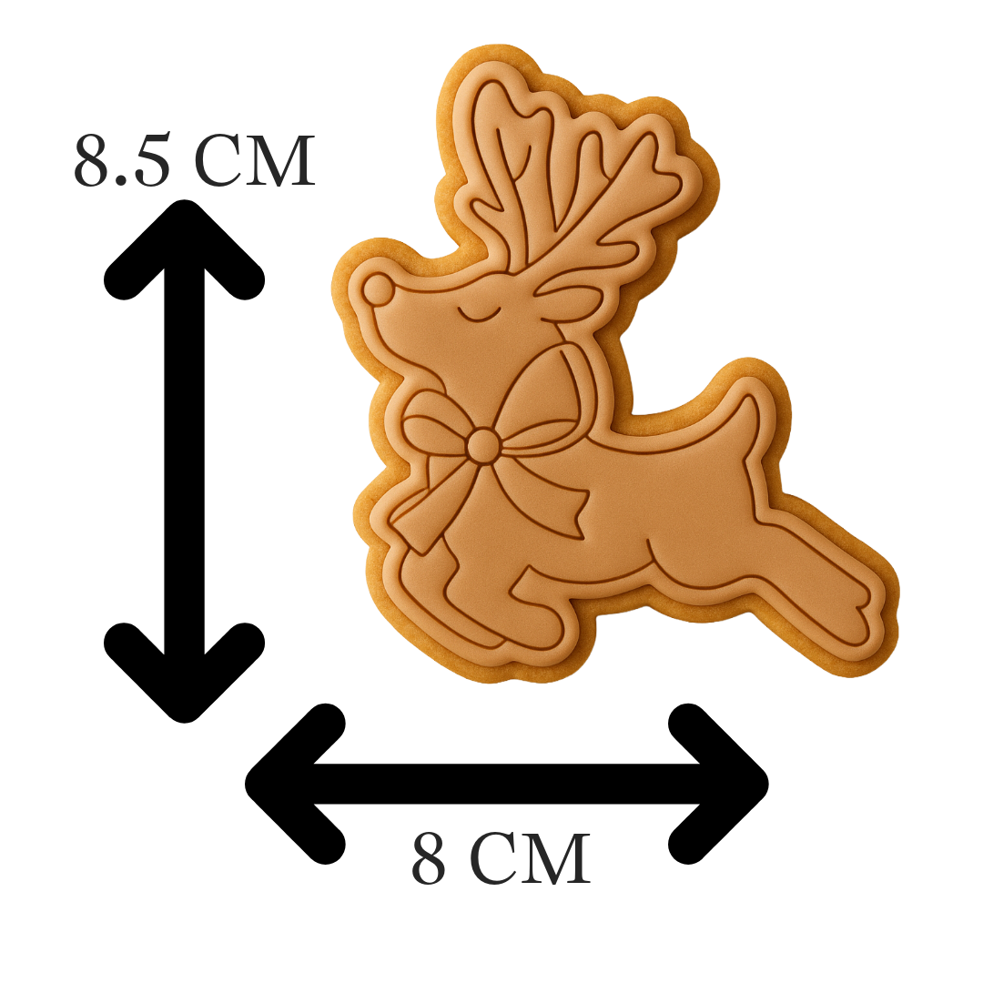 Leaping Reindeer with Bow Cookie Cutter and Embosser Stamp Set | Christmas, Elegant