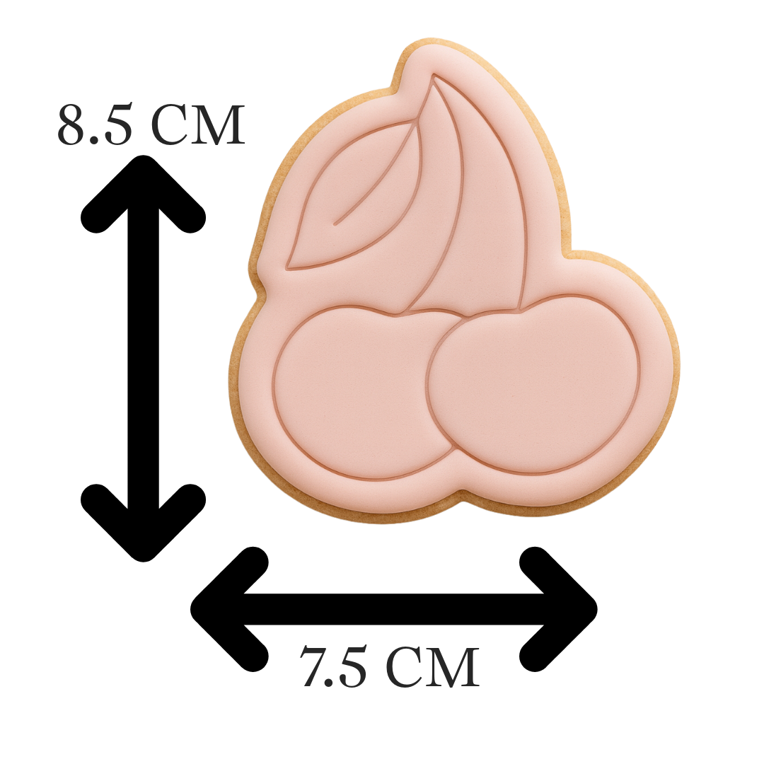 Cherry Cluster Cookie Cutter and Embosser Stamp Set | Fruit, Summer, Retro