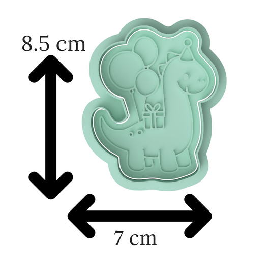 Party Dinosaur Cookie Cutter & Embosser Set – Balloons & Gift
