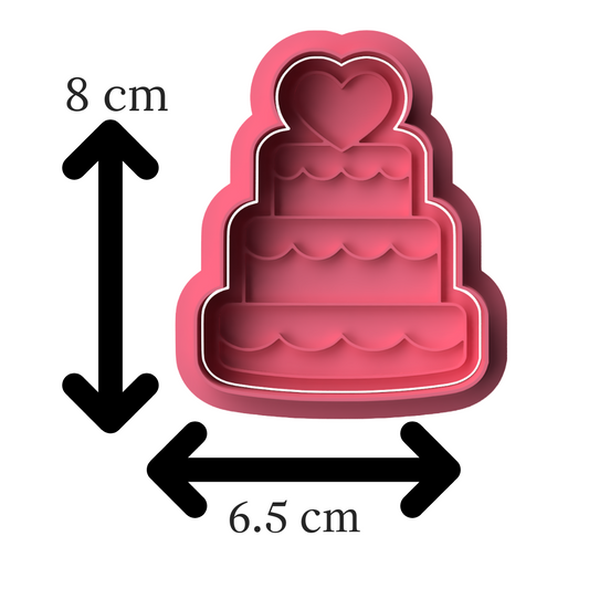 Wedding Cake with Heart Cookie Cutter & Embosser Set