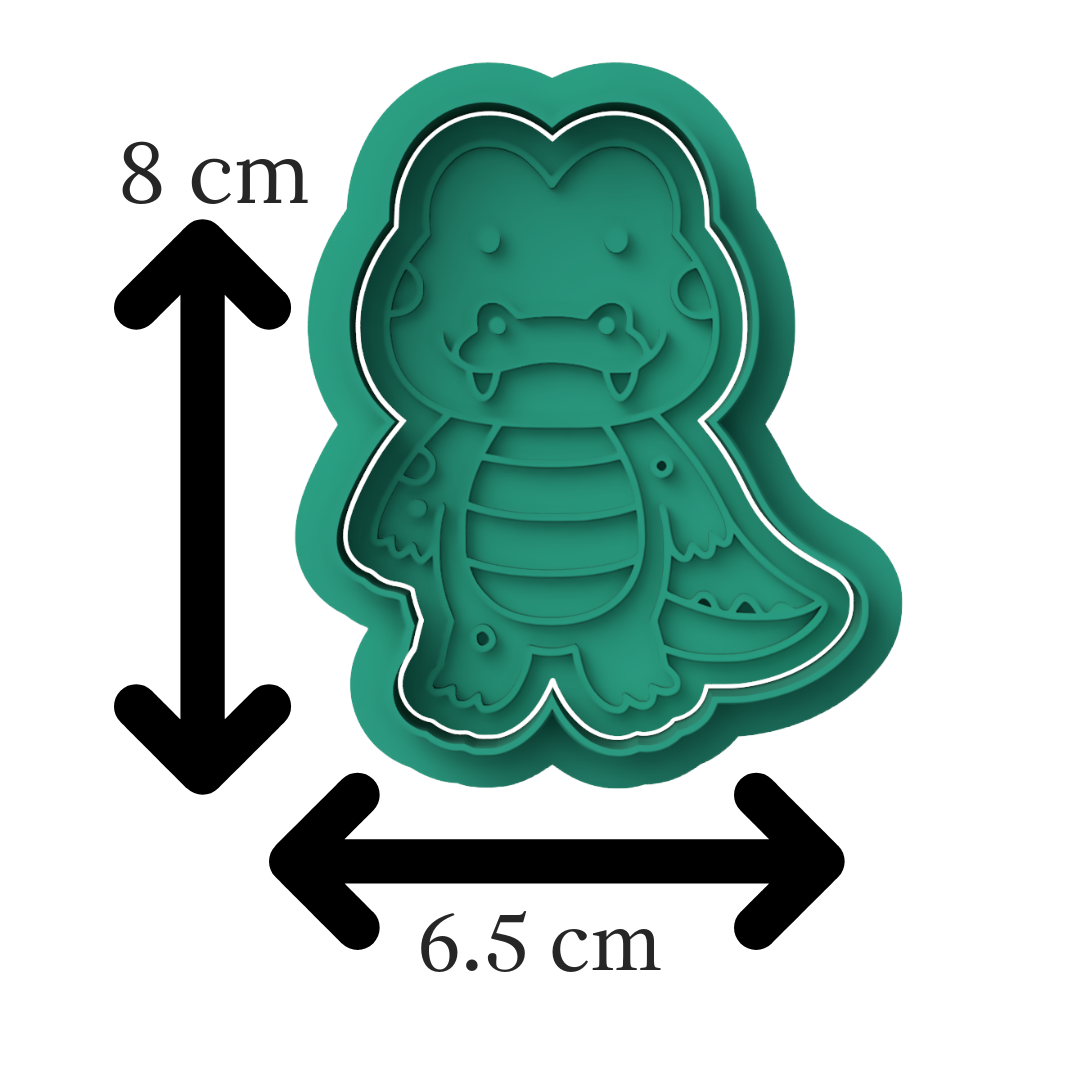 Crocodile Cookie Cutter & Embosser Jungle Animals Biscuit Stamp