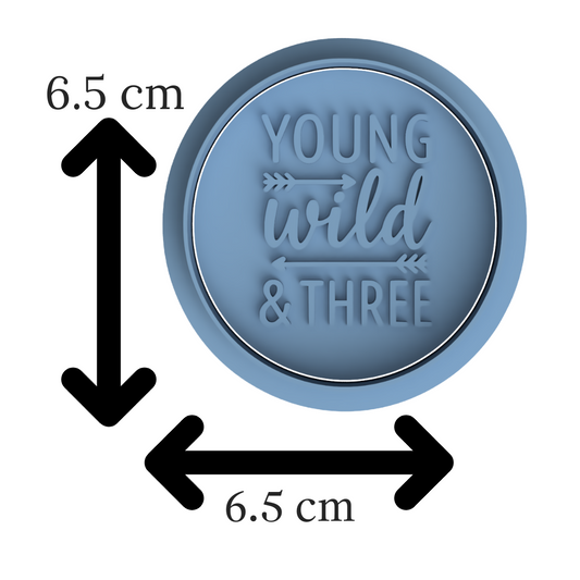 Young Wild and Three Cookie Embosser and Cutter Set – Third Birthday Biscuit Stamp for Parties