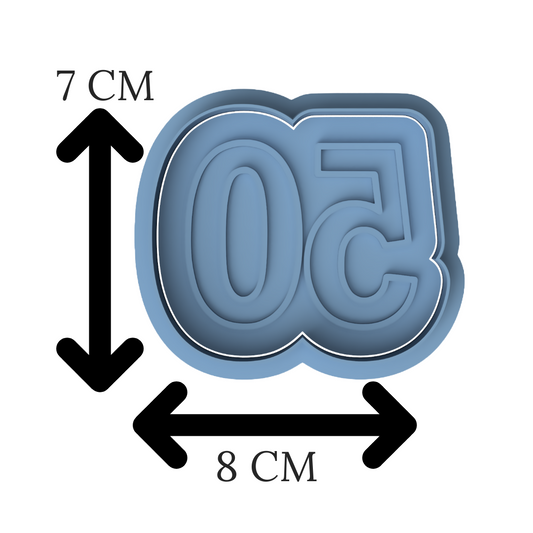 2-DIGIT Number 50 Cookie Cutter & Stamp