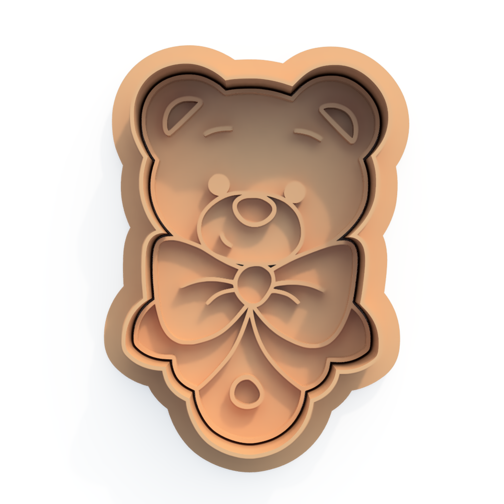 Baby Bear Rattle Cookie Cutter and Embosser Stamp Set