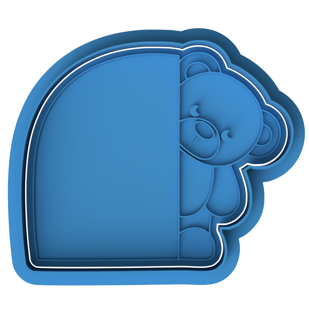 Peeking Teddy Bear Arch Cookie Cutter and Embosser Stamp | Name Plaque, Baby Shower, Custom Text Area