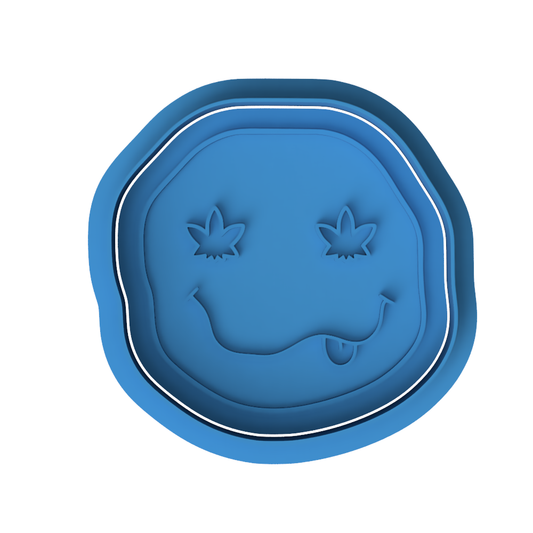 Leafy Smiley Cookie Cutter | Funny Face Embosser | Father's Day Weed Cookie Stamp