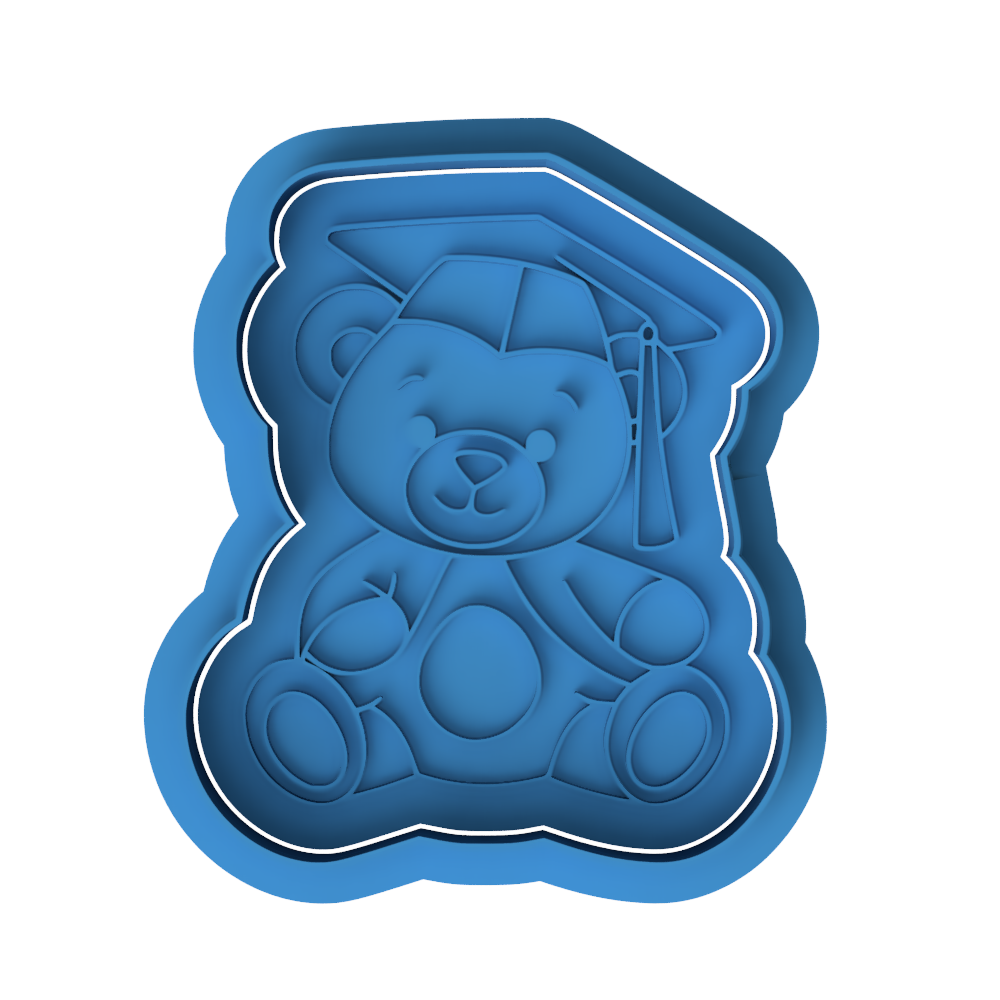 Graduation Teddy Bear Cookie Cutter and Embosser Stamp Set | Grad Cap, Cute Bear