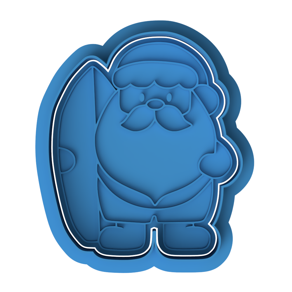Surfing Santa Cookie Cutter & Embosser Christmas