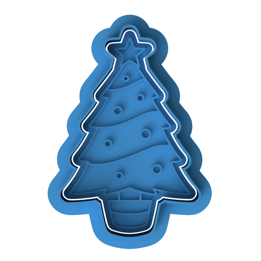 Christmas Tree Cookie Cutter & Embosser – Festive Holiday Cookie Design