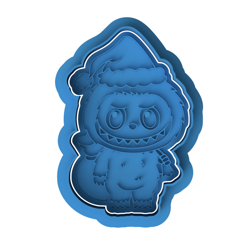 Full Body Christmas Labubu Cookie Cutter & Embosser β Cute Character Holiday Cookie Design