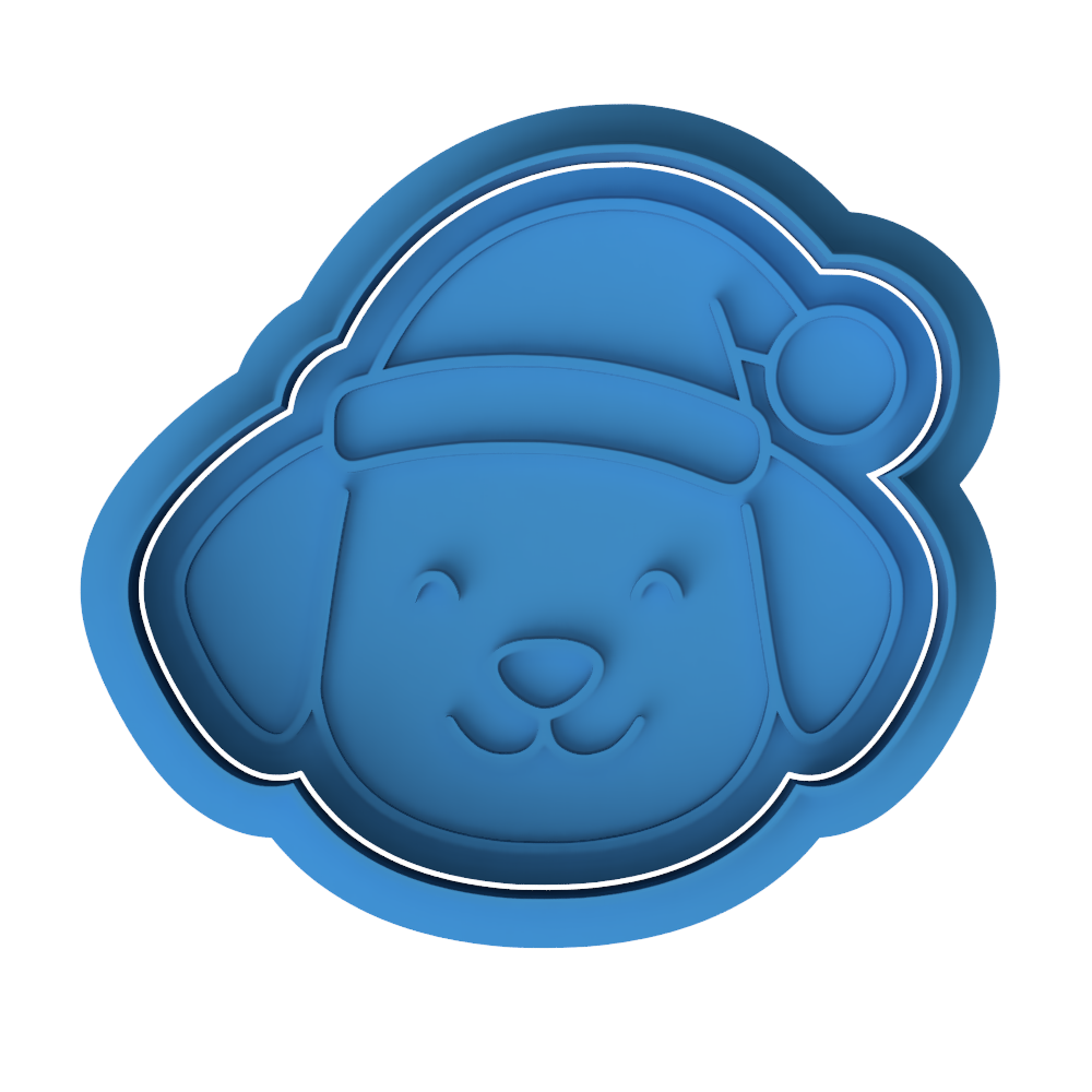 Christmas Puppy Cookie Cutter & Embosser β Cute Dog Santa Cookie Design