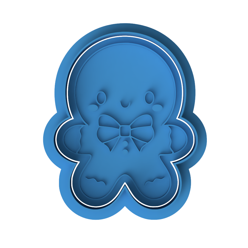Kawaii Gingerbread Man Cookie Cutter and Embosser Stamp Cute Christmas Bowtie