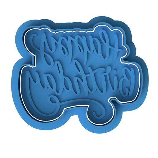 Happy Birthday Cookie Cutter with Embosser – Celebration Cookie Stamp