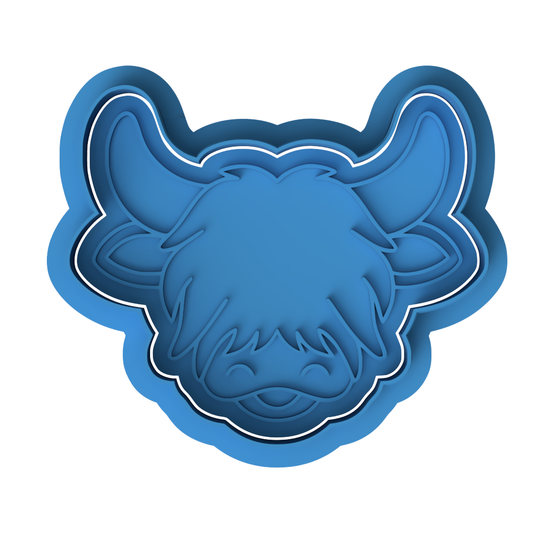 Highland Cow Cookie Cutter and Embosser Set – Scottish Heifer Farm Theme Baking Too