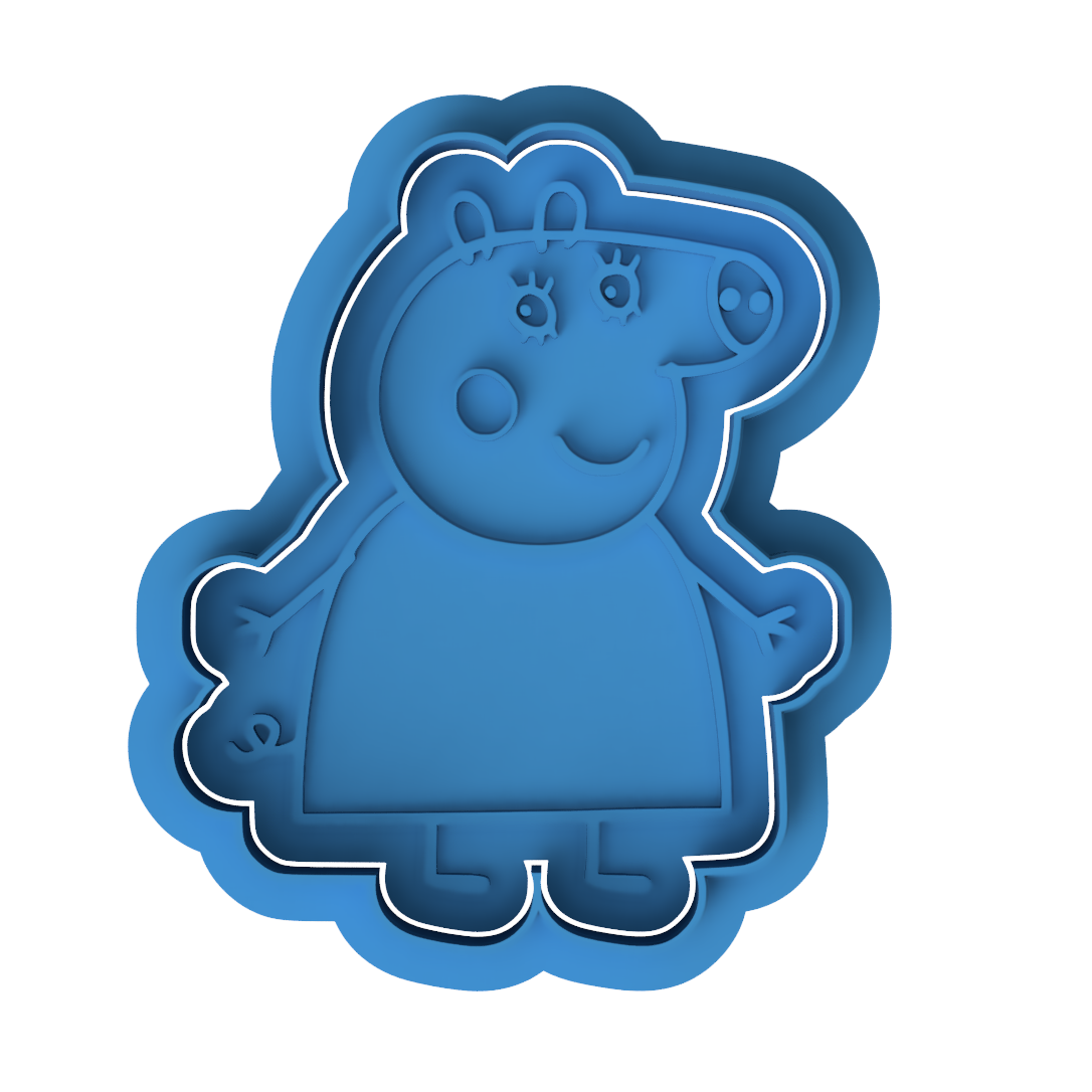 Gentle Pig Mother Cookie Cutter and Embosser Set – Cartoon Family Baking Tool
