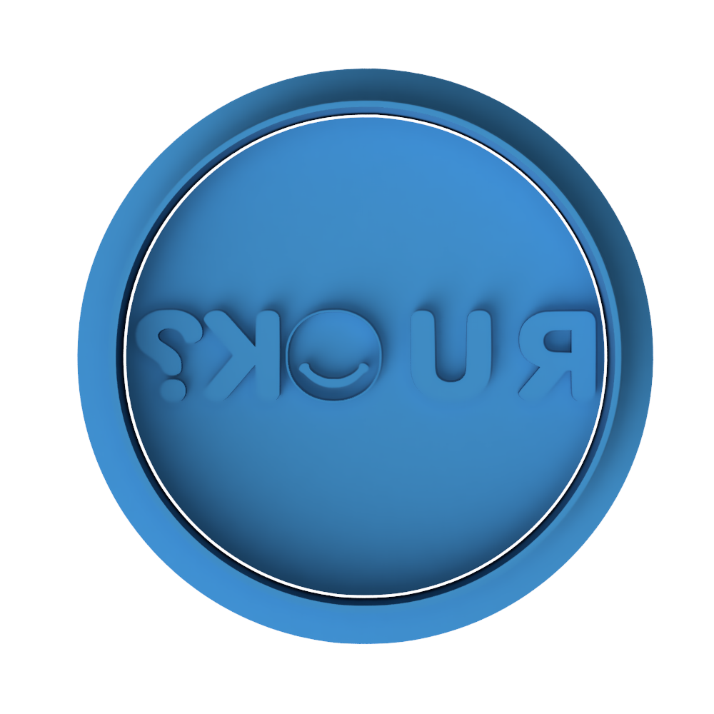 R U OK? Text Cookie Cutter and Embosser Stamp | Mental Health Awareness, Smiley Face Quote