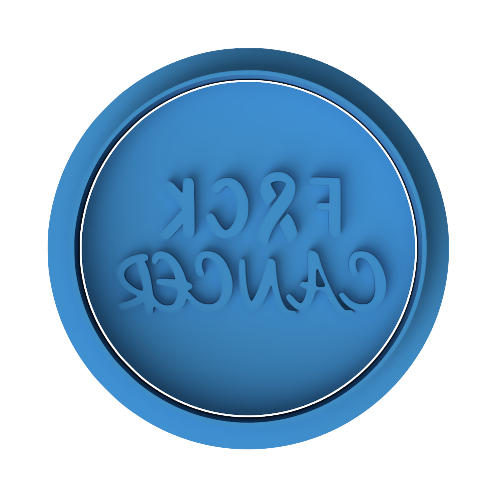 F*ck Cancer Text Cookie Cutter and Embosser Stamp | Awareness Ribbon, Support Quote