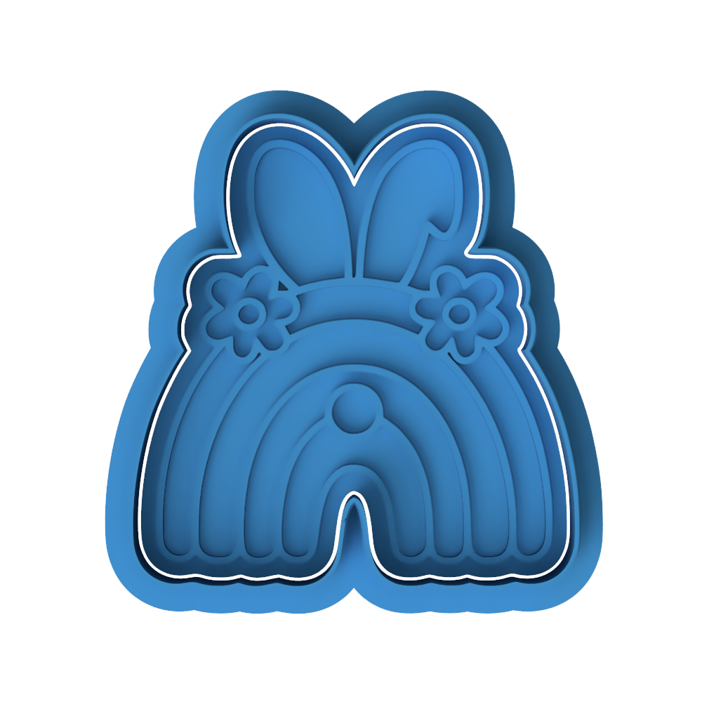 Floral Easter Bunny Rainbow Cookie Cutter and Embosser Set – Easter Collection