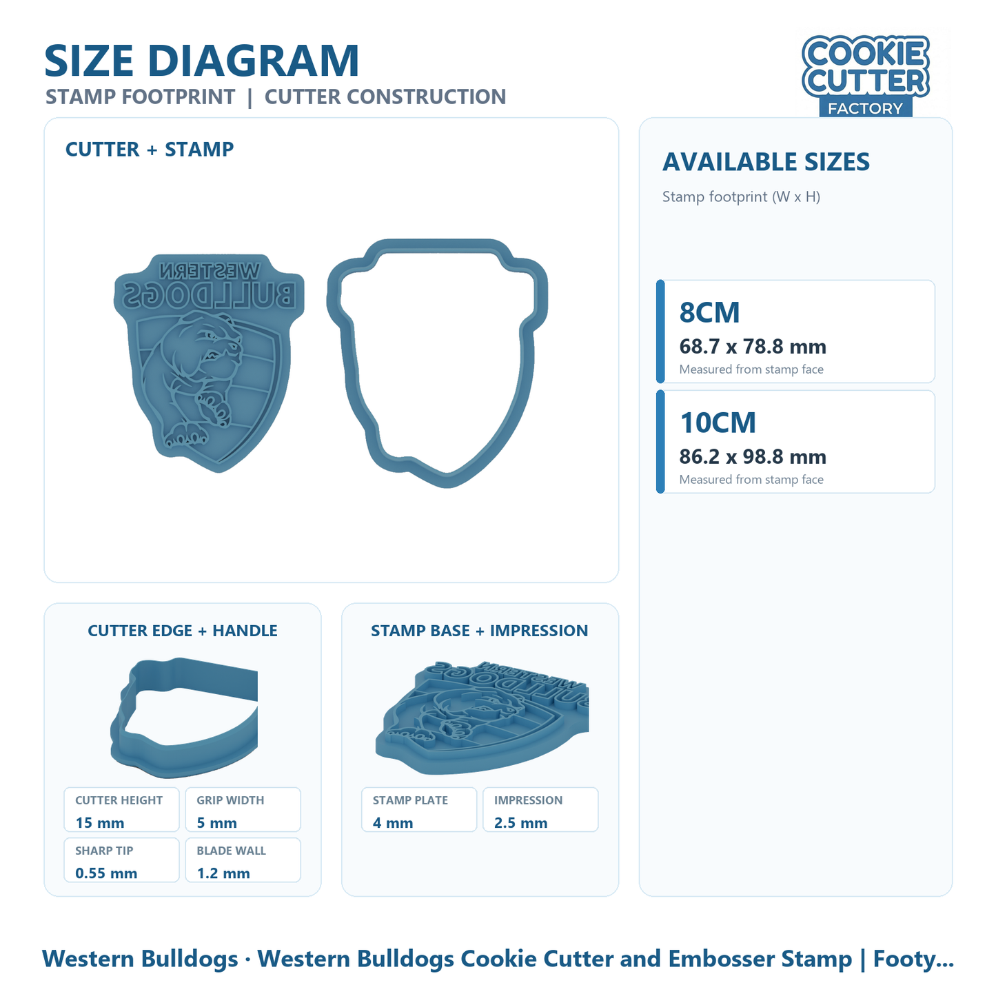 Western Bulldogs Cookie Cutter and Embosser Stamp | Footy Fan, Game Day, Grand Final Party