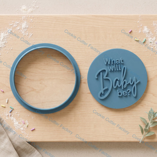 What Will Baby Be Cookie Cutter and Embosser Stamp Set | Gender Reveal, Baby Shower, Pregnancy Announcement