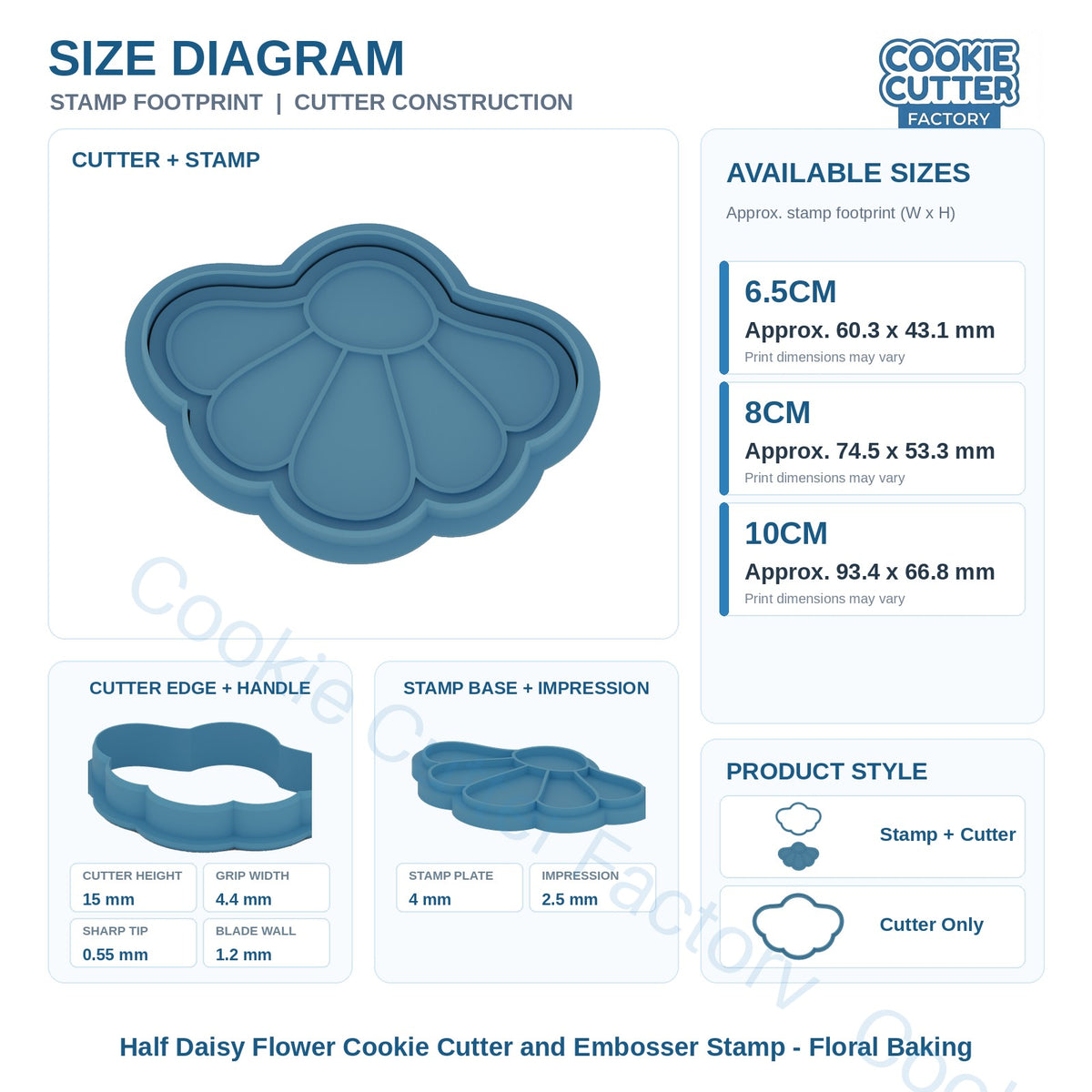 Half Daisy Flower Cookie Cutter and Embosser Stamp - Floral Baking | CCF_APPROVED_MEDIA_V1:3:6a27528d376e32cab6f44525d687bf250cafc8da0b23eeccbc68fb4dfe00c150