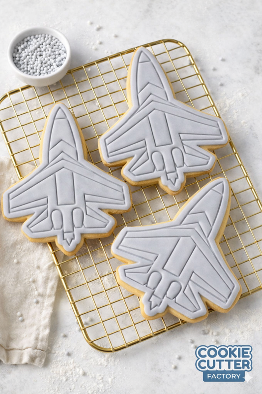 Fighter Jet Cookie Cutter and Embosser Set – Military Aviation Series
