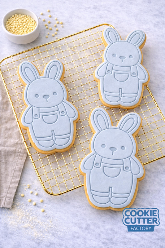 Easter Bunny in Overalls Cookie Cutter and Embosser Set – Easter Collection
