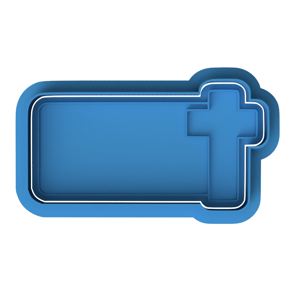 Cross with Name Plaque Cookie Cutter and Embosser Stamp | Personalised Baptism, Communion, Easter Treat