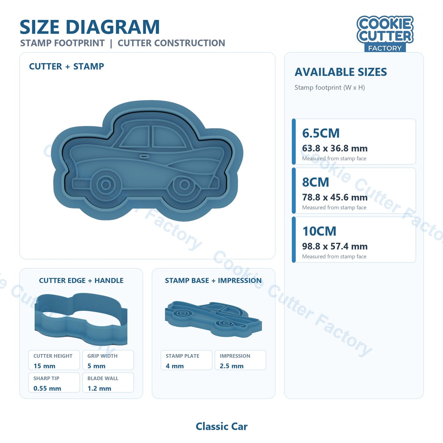 Classic Dad Sign & Vintage Car Cookie Cutter and Stamp Set - Father's Day