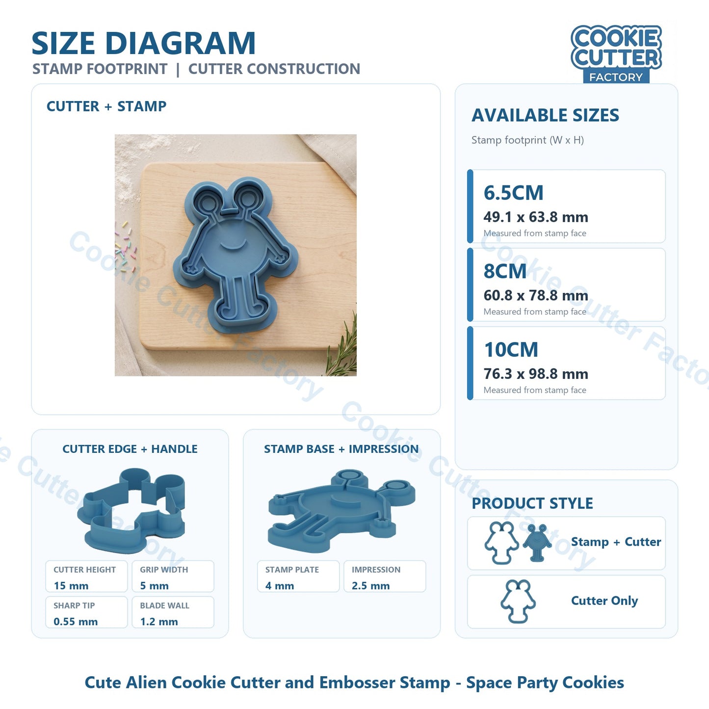 Cute Alien Cookie Cutter and Embosser Stamp - Space Party Cookies
