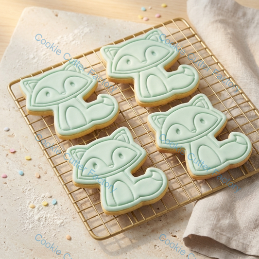 Cute Fox Cookie Cutter and Embosser Stamp - Woodland Animal Baking Tool