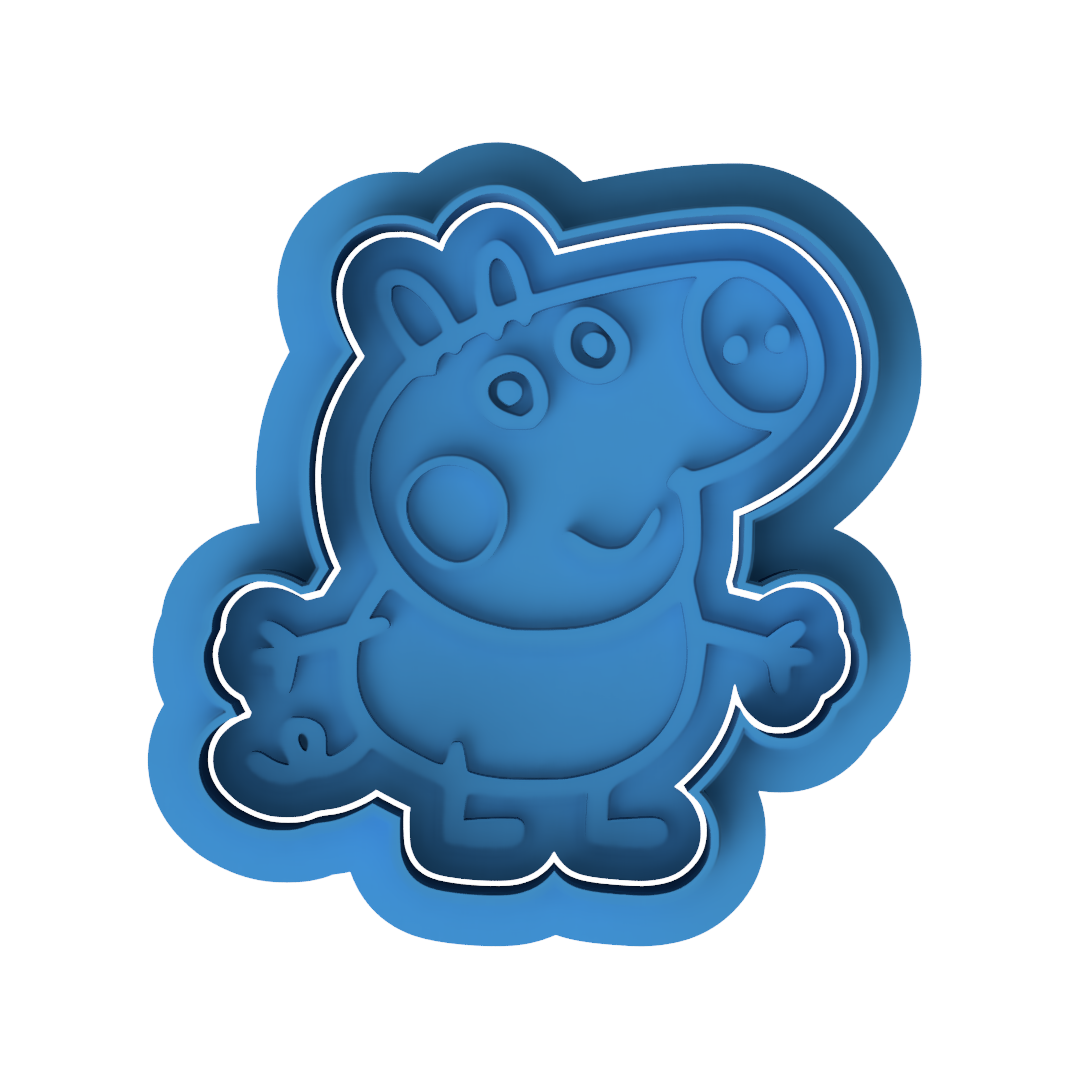 Playful Little Brother Pig Cookie Cutter and Embosser Set – Cartoon Family Baking Tool