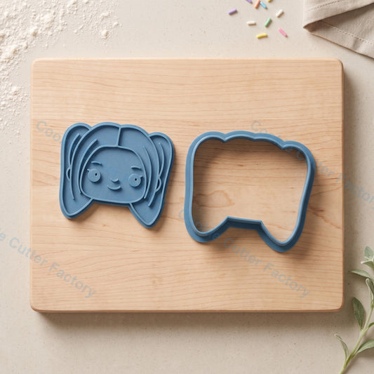 Demon Hunters Mira Chibi Face Cookie Cutter and Embosser Stamp - Anime Character Cookies
