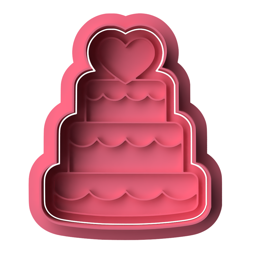 Wedding Cake with Heart Cookie Cutter & Embosser Set