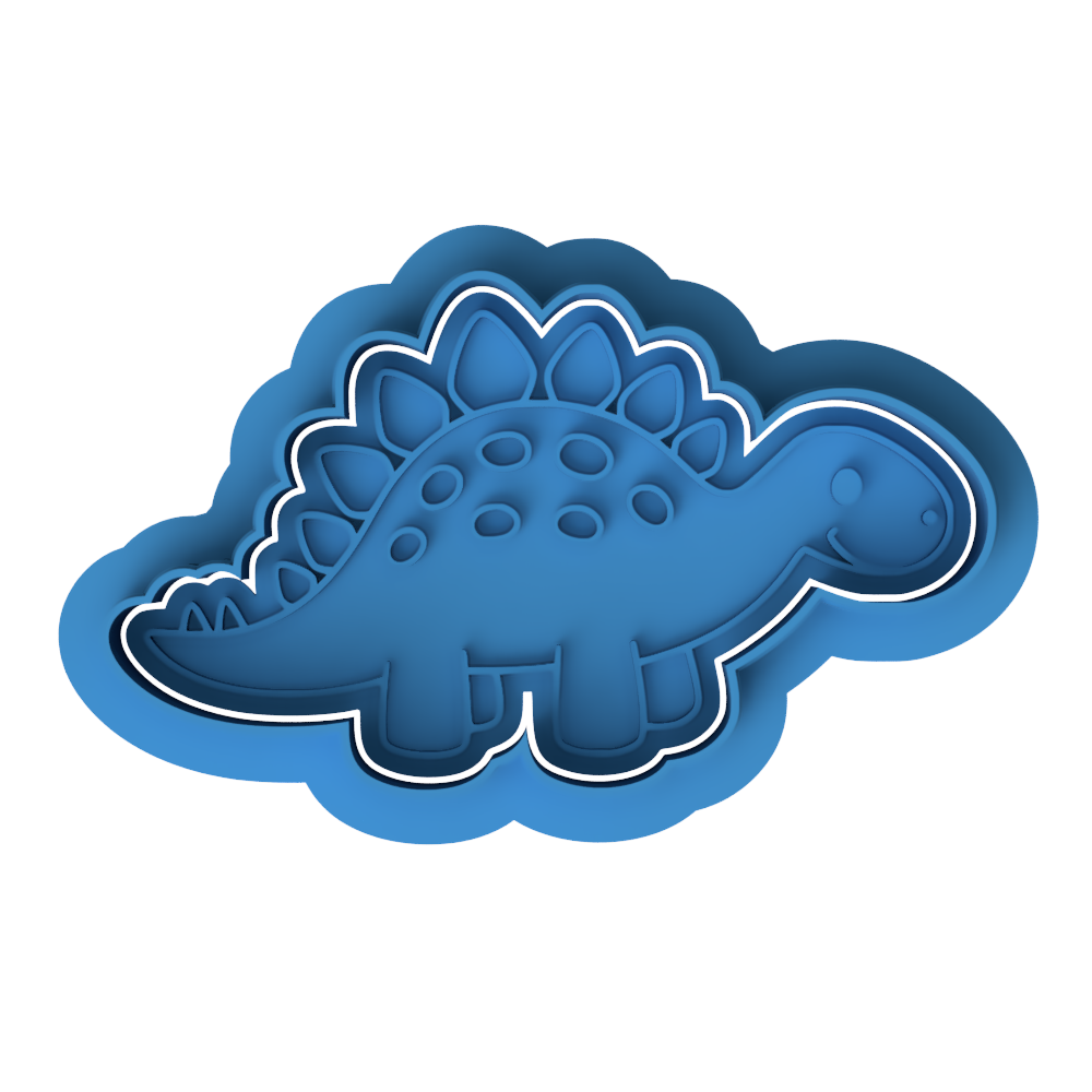 Stegosaurus Dinosaur Cookie Cutter & Embosser – Cute Jurassic Biscuit Stamp