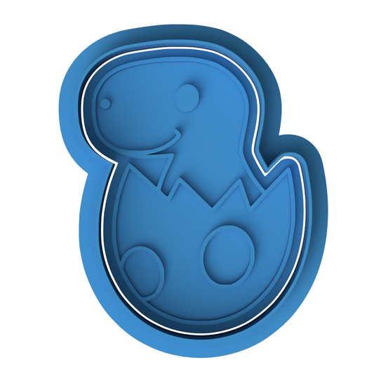 Baby Dinosaur in Egg Cookie Cutter & Embosser – Cute Dino Birthday & Baby Shower Biscuit Stamp