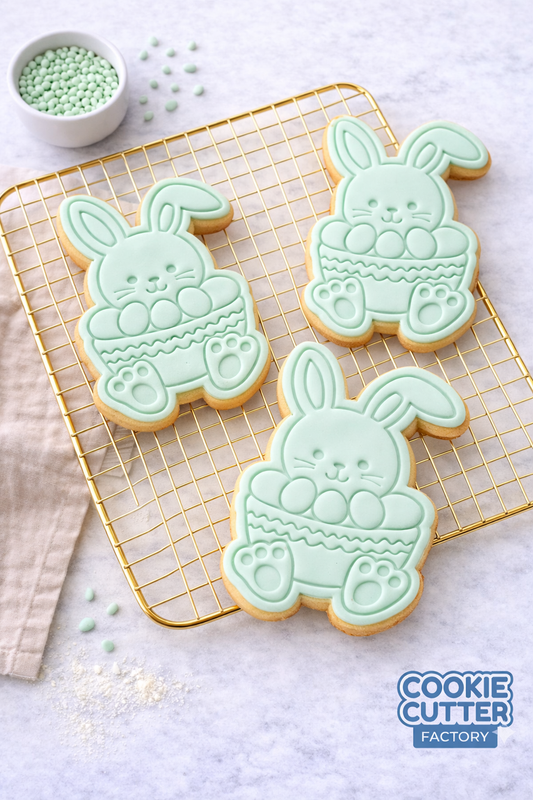 Easter Bunny in Basket Cookie Cutter and Embosser Set – Easter Collection
