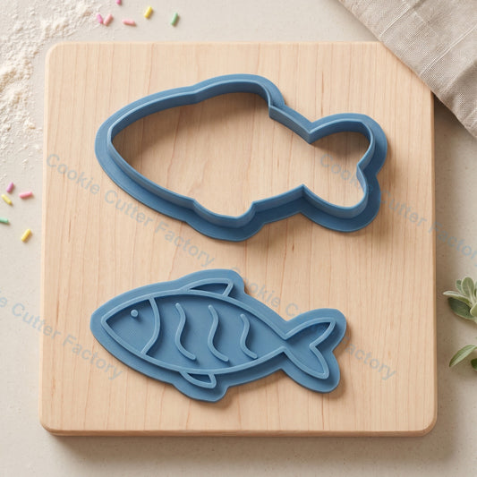 Fish Cookie Cutter and Embosser Stamp - Ocean & Seafood Theme Cookies
