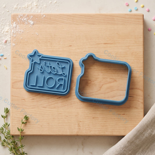 Let's Roll Cookie Cutter and Embosser Stamp
