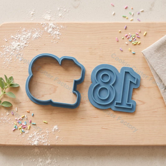 Number 18 Cookie Cutter and Embosser Stamp - 18th Birthday Party Cookies