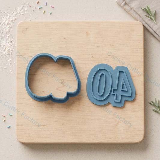 Number 40 Cookie Cutter and Embosser Stamp - 40th Birthday Party Cookies