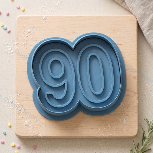 Number 90 Cookie Cutter and Embosser Stamp - Milestone Birthday