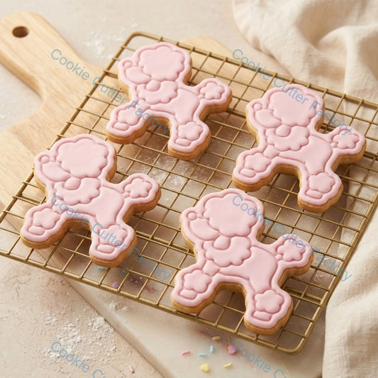 Poodle Dog Cookie Cutter and Embosser Stamp - Pet Themed Baking Tool