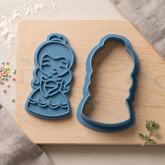 Belle Princess Ballgown Cookie Cutter and Embosser Stamp - Fairy Tale Birthday